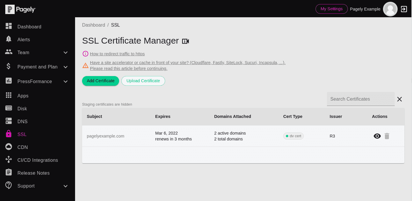 Atomic SSL Certificate Manager page screenshot
