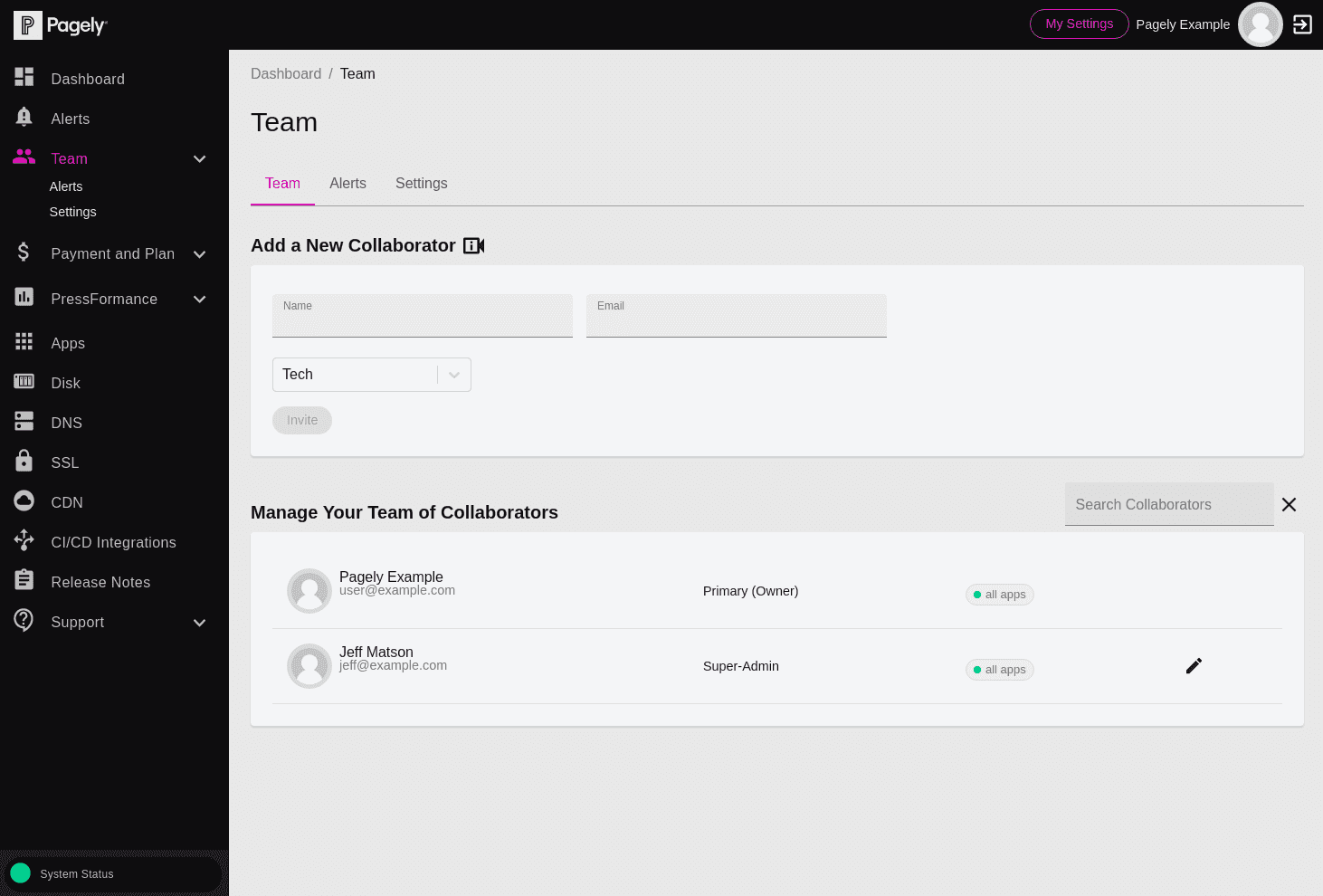 Atomic Team page screenshot