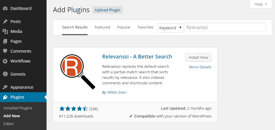 Add the Relevanssi Plugin