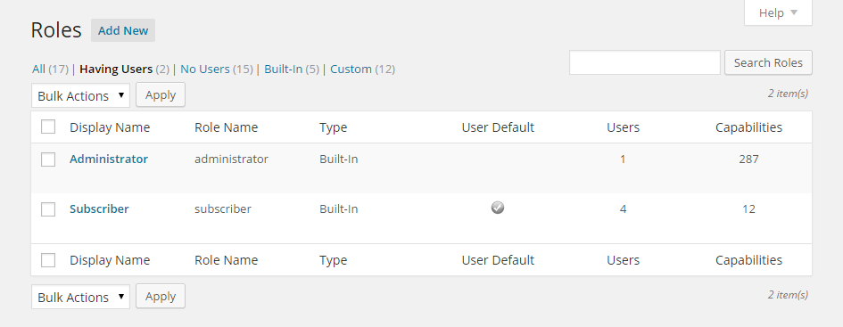 View User Roles