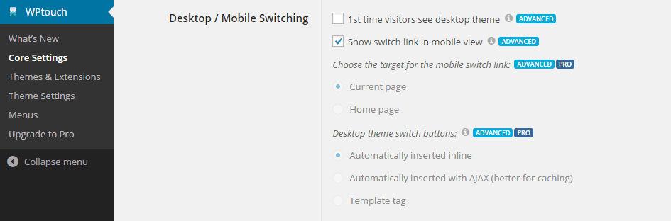 Enable Desktop Mobile Switching