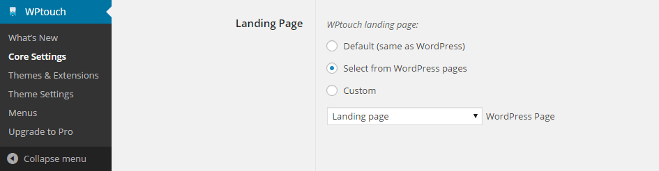 Set a Landing Page