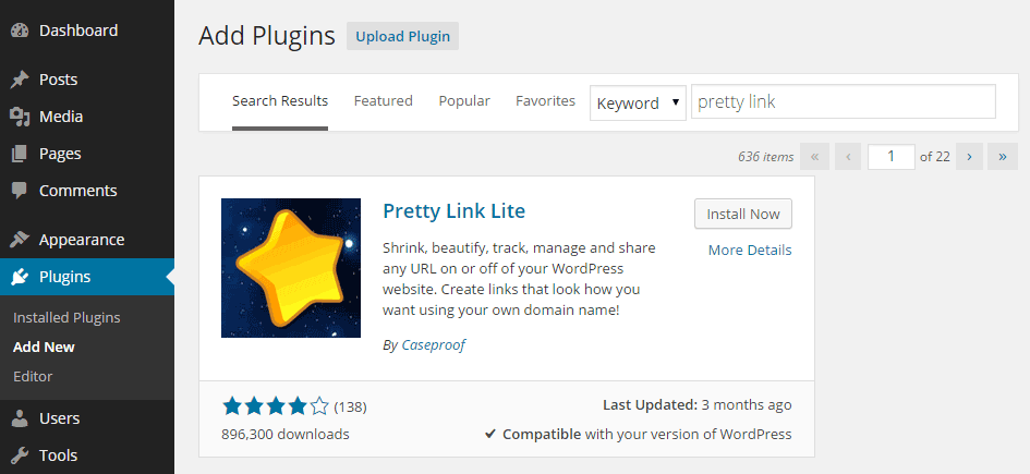 Add Pretty Link Plugin