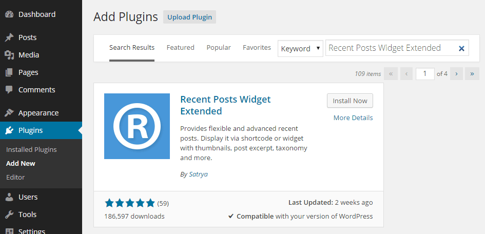 Add Recent Posts Widget Extended