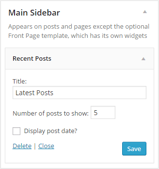 Default Recent Posts Widget