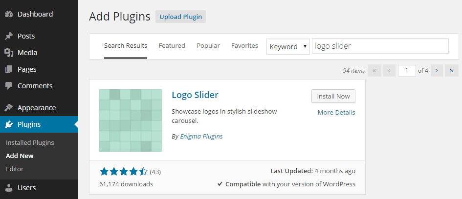 Add the Logo Slider Plugin