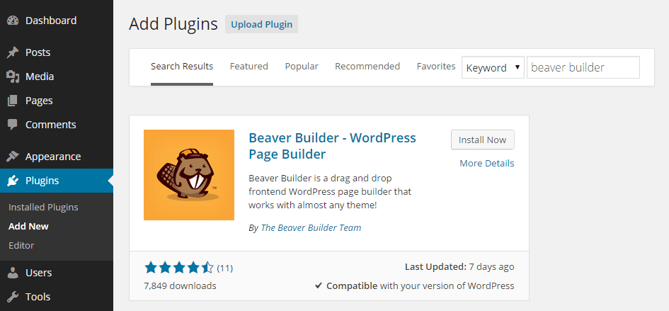 Add Beaver Builder Plugin