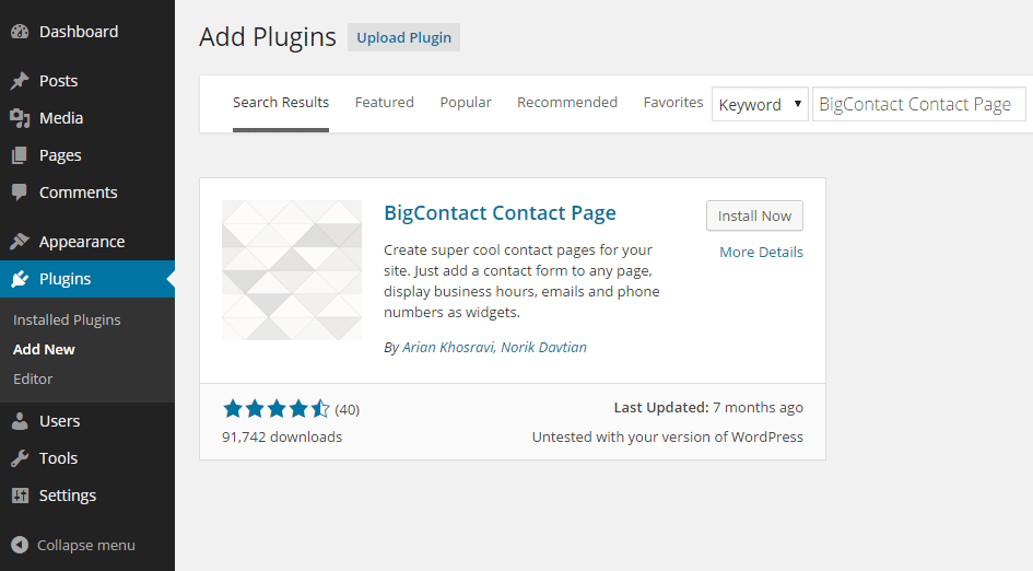 Add Big Contact Plugin