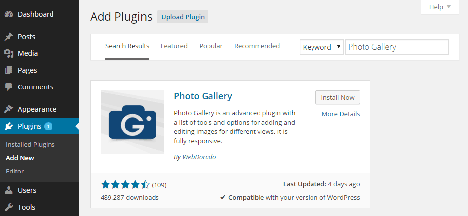 Add Photo Gallery Plugin