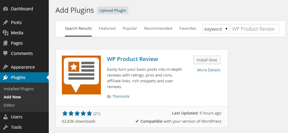 WP Product Review Add Plugin