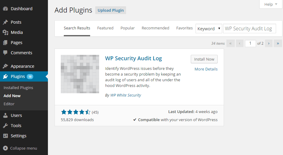 Add the WP Security Audit Log plugin