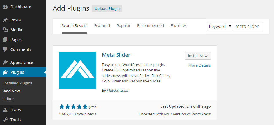 Add Meta Slider Plugin