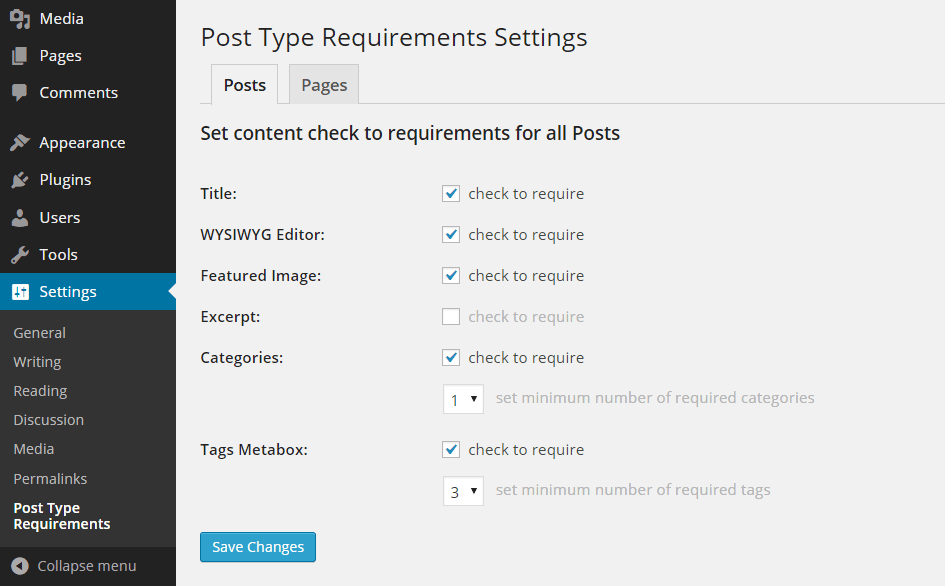 Post Checklist Options
