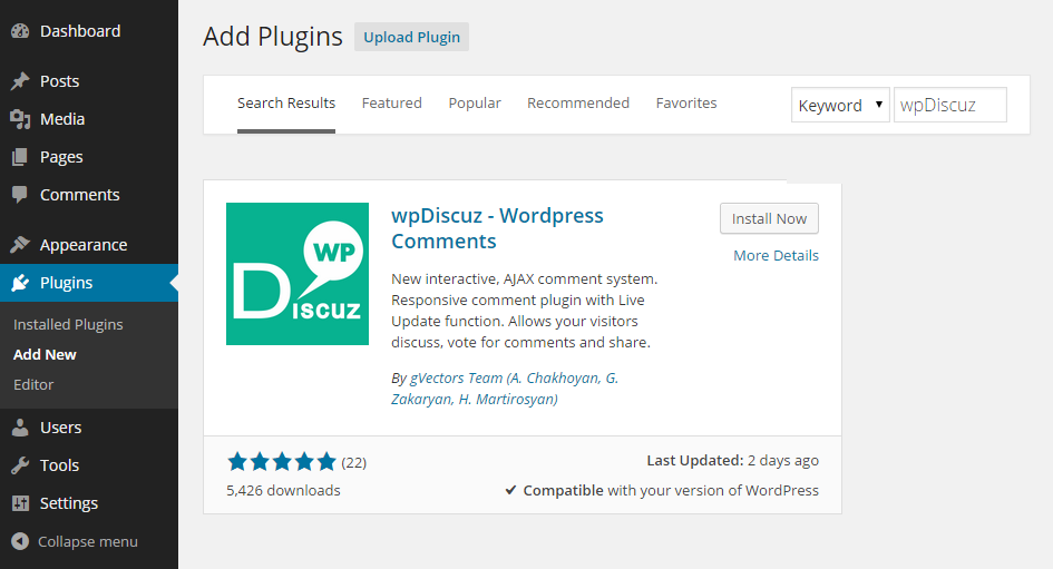 wpDiscuz Add Plugin