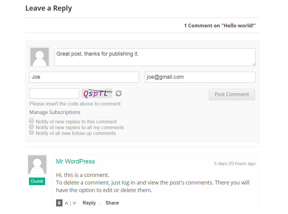 wpDiscuz New Comment Form