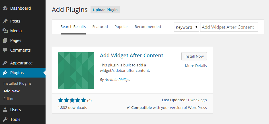 Add Widget After Content