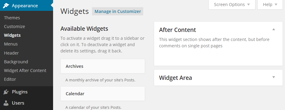 Add Widget After Content Widgets