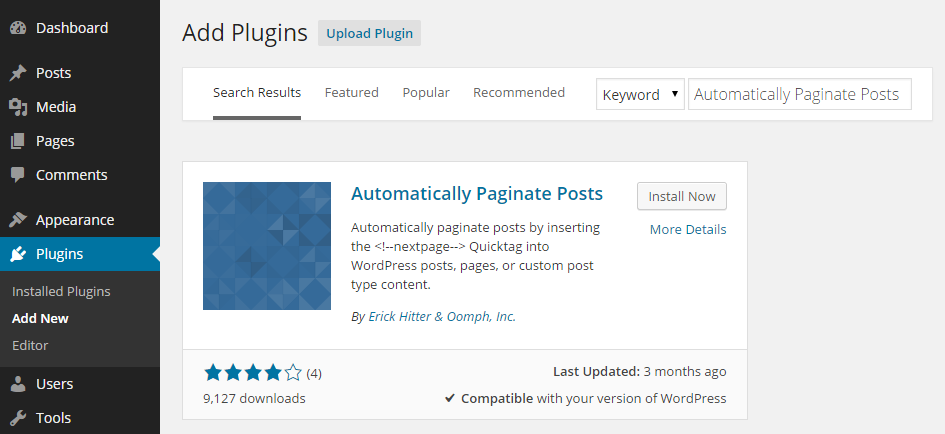 Add Pagination Plugin