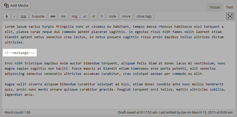 Pagination Insert Page Break