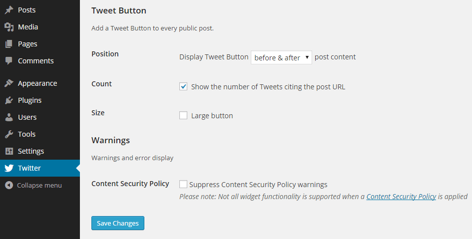 Twitter Official Settings