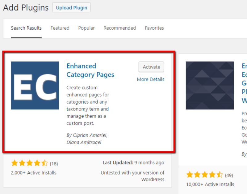 enhanced category pages wordpress plugin