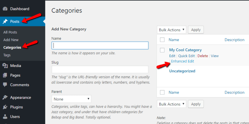 how to add page category in wordpress