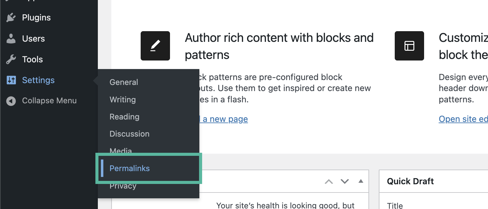 select permalink settings