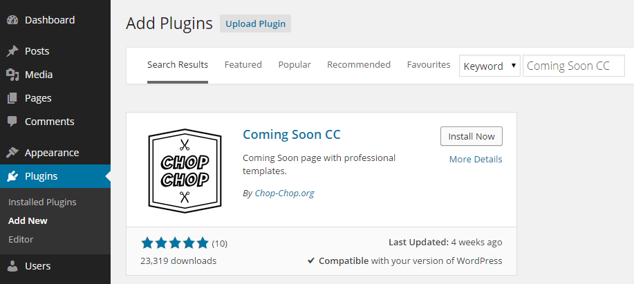 Coming Soon CC Add Plugin