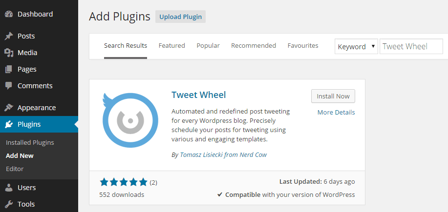 Tweet Wheel Add Plugin