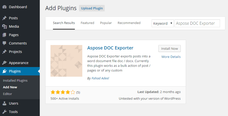 Aspose DOC Exporter Add Plugin