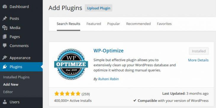 Install WP-Optimize