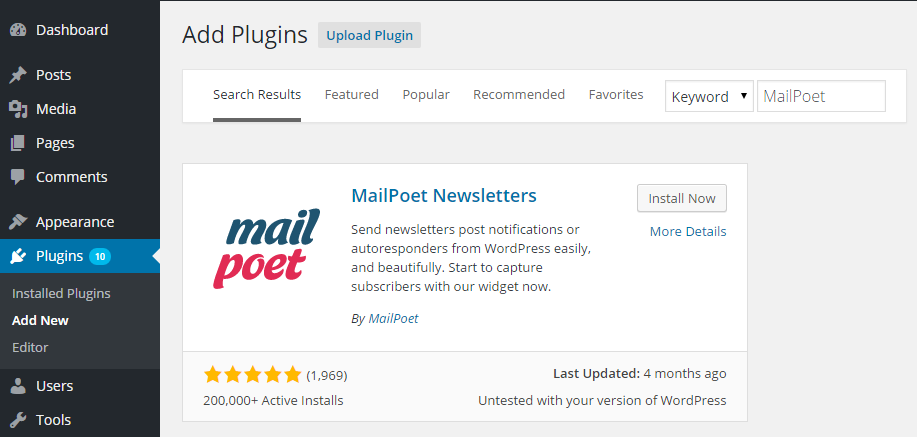 MailPoet Add Plugin