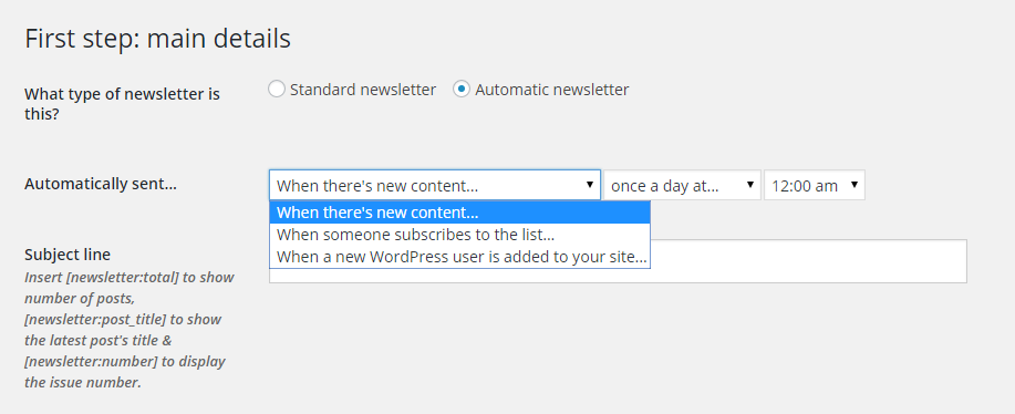 MailPoet Newsletter Settings