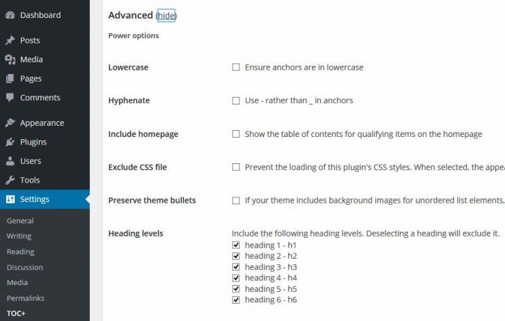 Table of Contents Advanced Settings