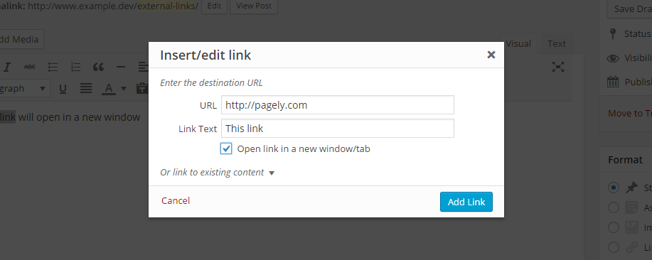 WP Links Link Settings