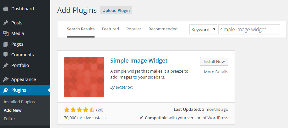 Simple Image Widget Add Plugin