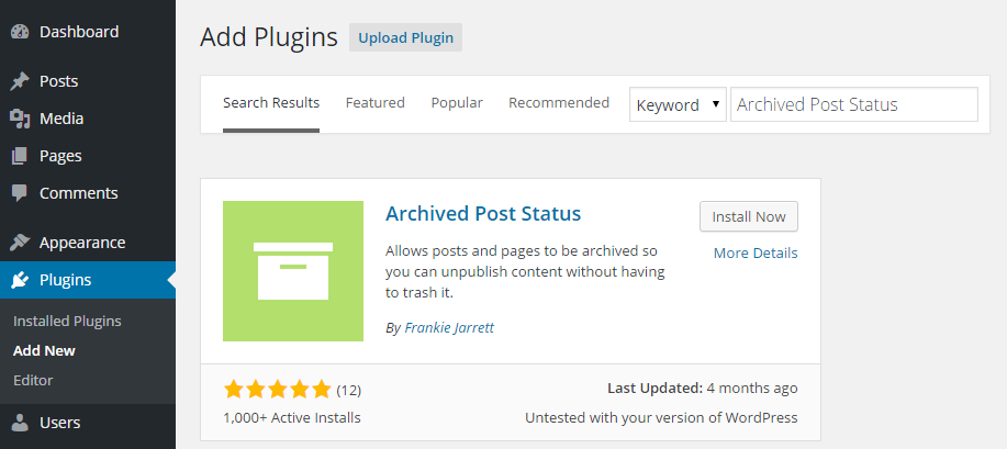 Archived Post Status Add Plugin