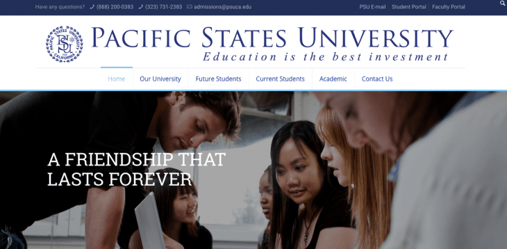 Top University Websites Using WordPress: Pacific States University 