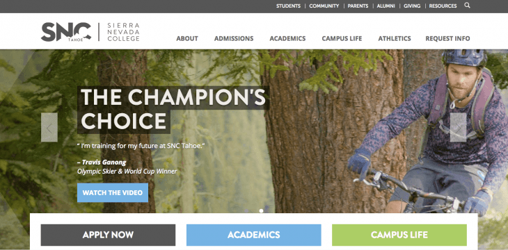 Top University Websites Using WordPress: Sierra Nevada College