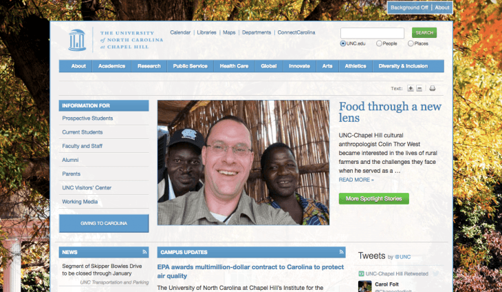 Top University Websites Using WordPress: University of North Carolina at Chapel Hill