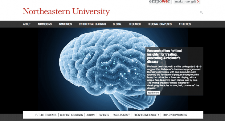 Top University Websites Using WordPress: Northeastern University