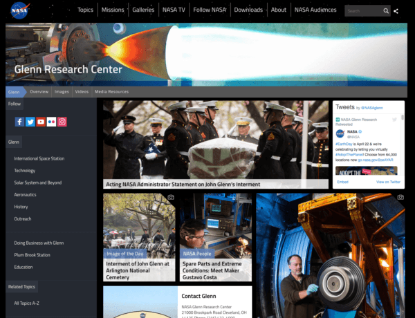 NASA Glenn Research Center Using WordPress Platform