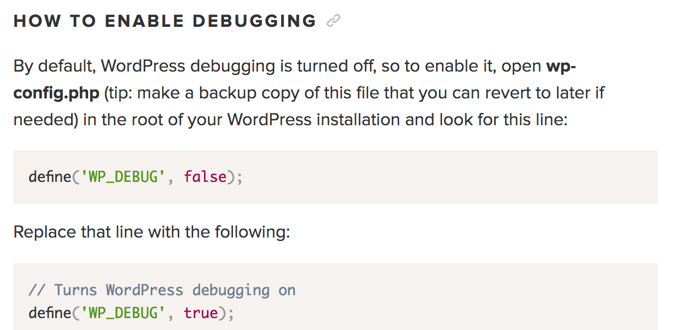 WordPress enable debugging