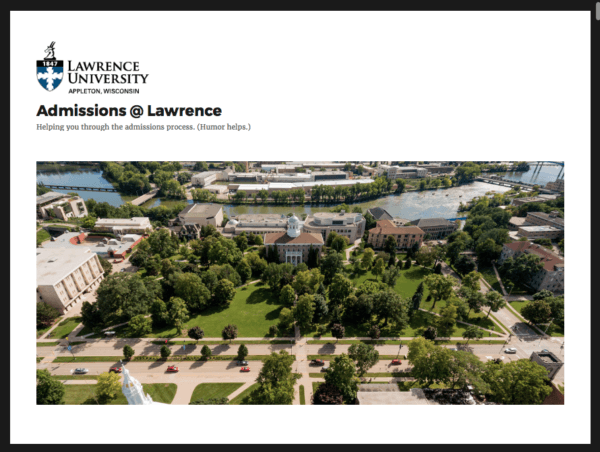 Lawrence University's Admissions blog.