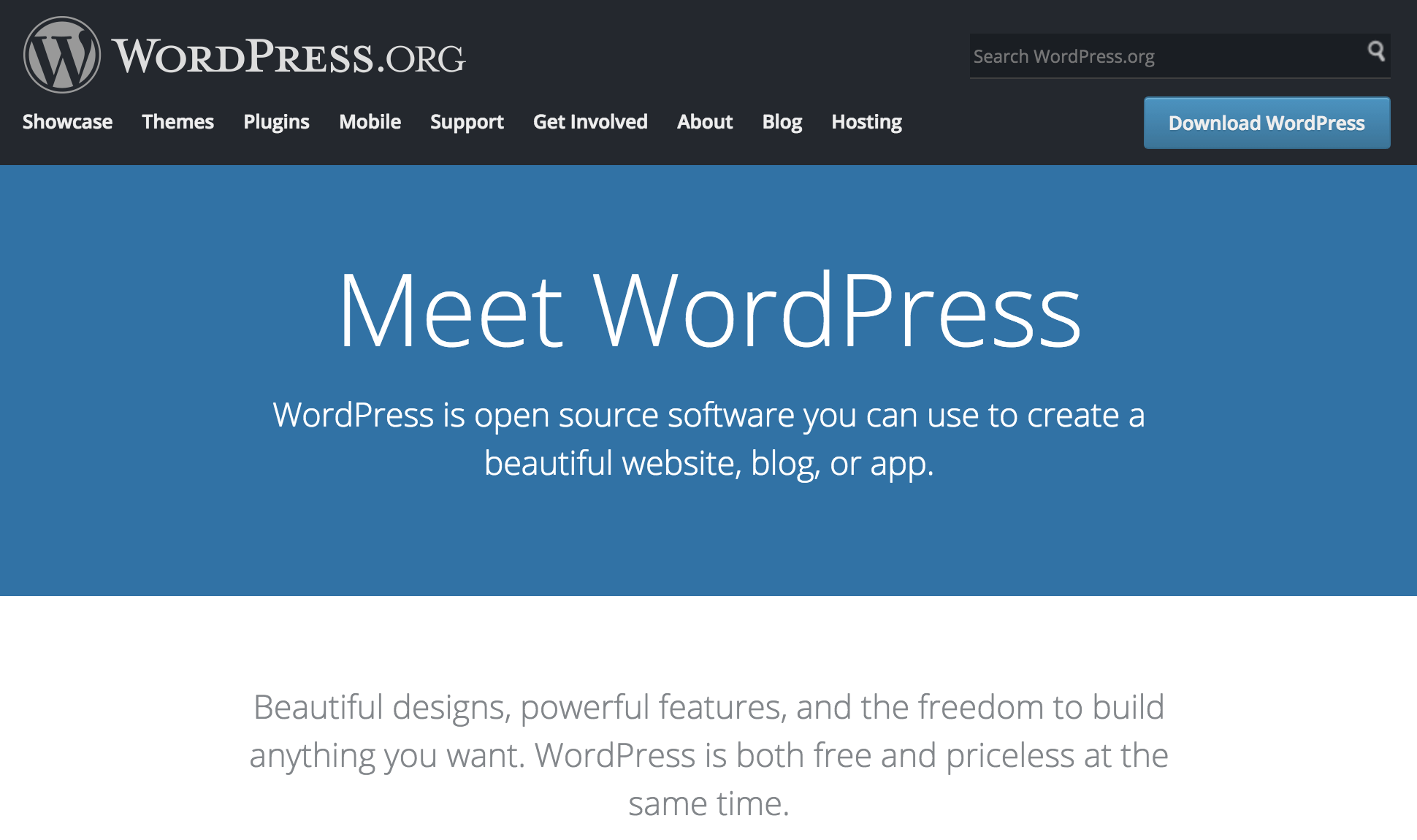 WordPress.org homepage