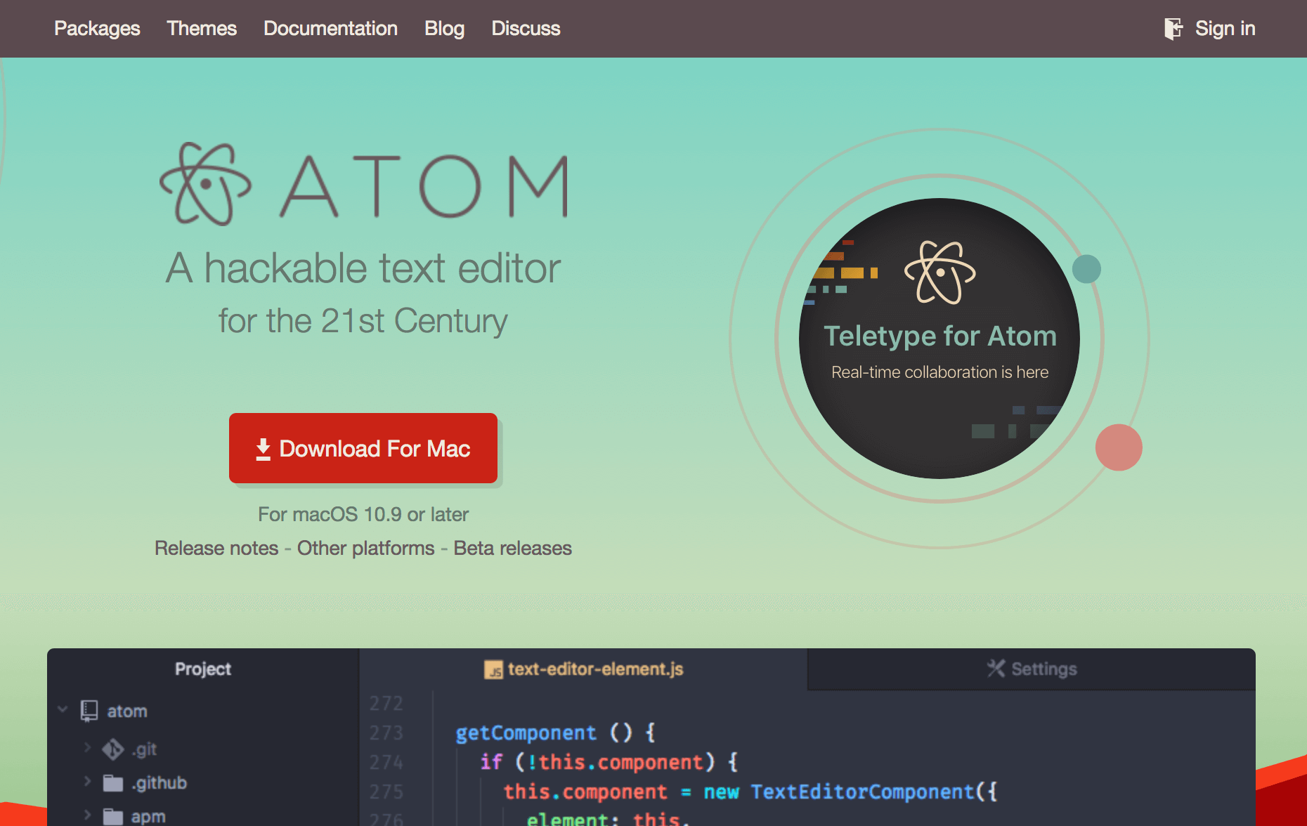 The Atom webpage.