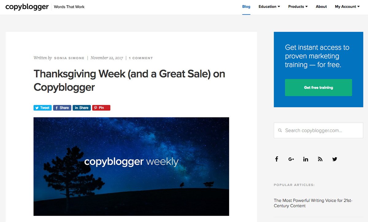 The Copyblogger blog