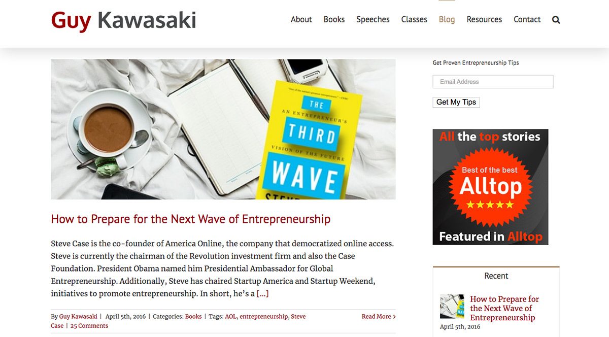 Guy Kawasaki's blog