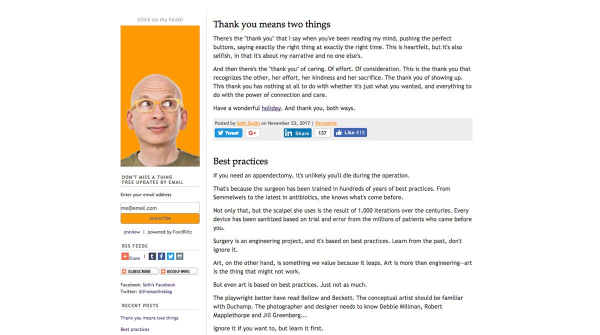 Seth Godin's blog