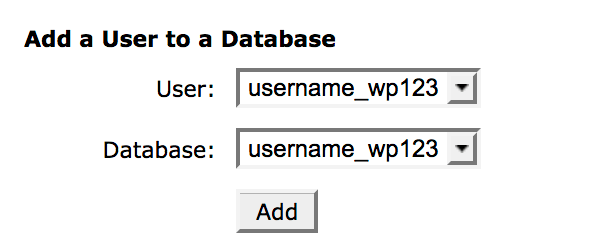 The Add a User to Database screen.